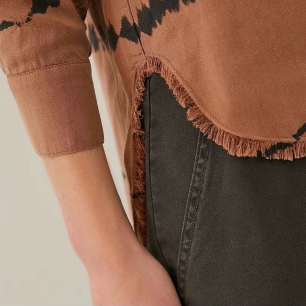 Anthropologie Cloth & Stone Edie Brown Tie Dye Button Down Blouse - Picture 4 of 15